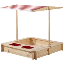 Beluga Sandkasten Mit Wasser-Matsch-Bereich 118cm Und Dach Als Sandkastenabdeckung