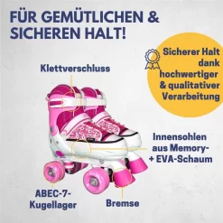 Best Sporting Rollschuhe Quad Style Pink Weiß Größe 32-35 Verstellbar Rollerskates Für Kinder -Spielzeug Geschäft xbes 10129837 2 1280x1280