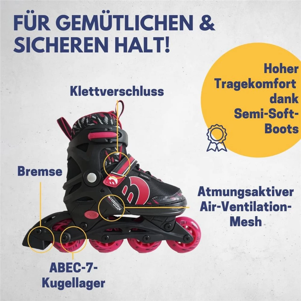 Best Sporting Inline Skates Pink/schwarz Größe 34-37 4fach Größen Verstellbar Rollschuhe Für Kinder 3 Best Sporting Inline Skates Pink/schwarz Größe 34-37 4fach Größen Verstellbar Rollschuhe Für Kinder – Bild 3