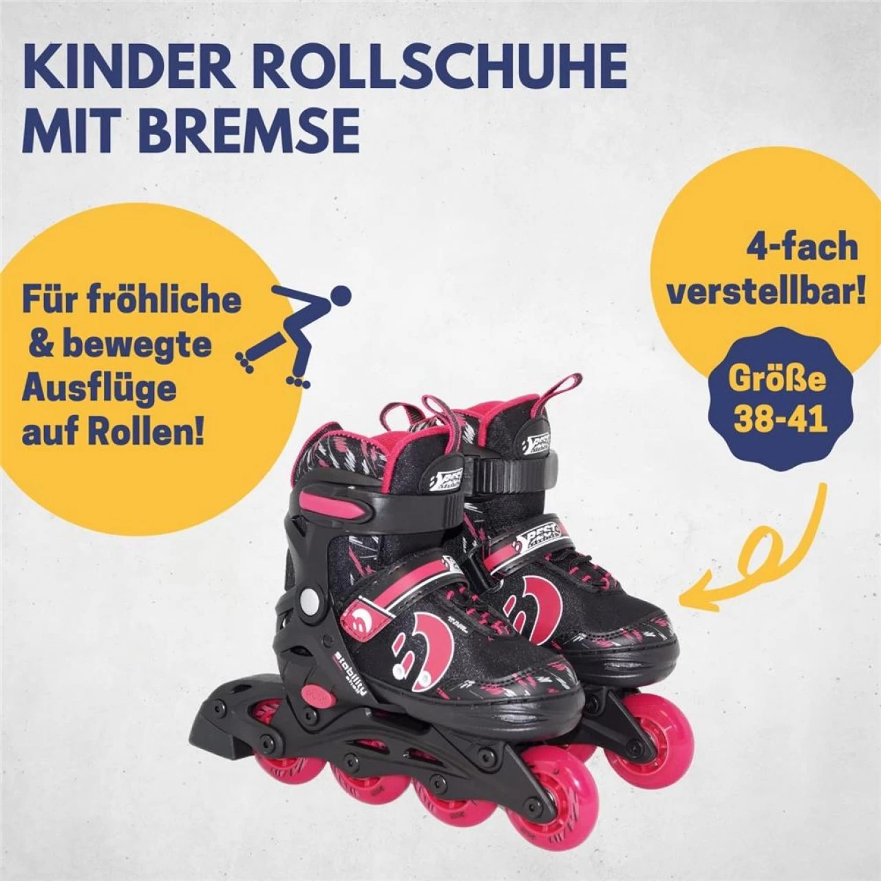 Best Sporting Inline Skates Pink/schwarz Größe 38-41 4fach Größen Verstellbar Rollschuhe Für Kinder 2 Best Sporting Inline Skates Pink/schwarz Größe 38-41 4fach Größen Verstellbar Rollschuhe Für Kinder – Bild 2