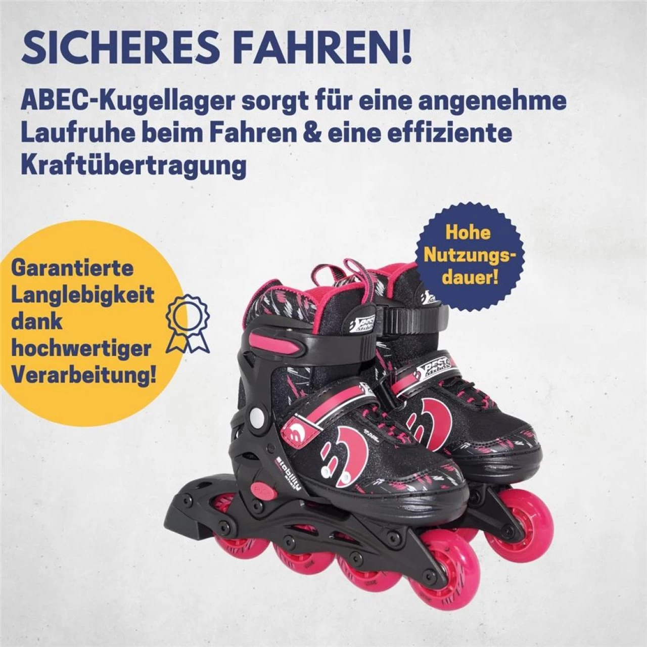 Best Sporting Inline Skates Pink/schwarz Größe 38-41 4fach Größen Verstellbar Rollschuhe Für Kinder 4 Best Sporting Inline Skates Pink/schwarz Größe 38-41 4fach Größen Verstellbar Rollschuhe Für Kinder – Bild 4