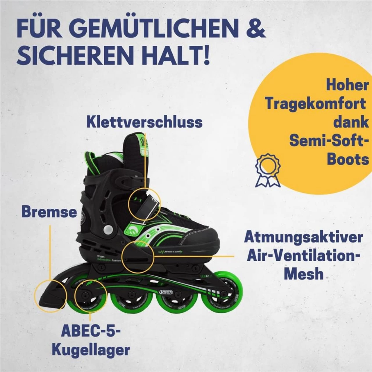 Best Sporting Inline Skates Grün/schwarz Größe 30-33 4fach Größen Verstellbar Rollschuhe Für Kinder 2 Best Sporting Inline Skates Grün/schwarz Größe 30-33 4fach Größen Verstellbar Rollschuhe Für Kinder – Bild 2