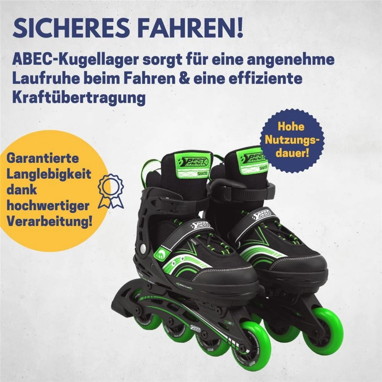 Best Sporting Inline Skates Grün/schwarz Größe 30-33 4fach Größen Verstellbar Rollschuhe Für Kinder 3 Best Sporting Inline Skates Grün/schwarz Größe 30-33 4fach Größen Verstellbar Rollschuhe Für Kinder – Bild 3