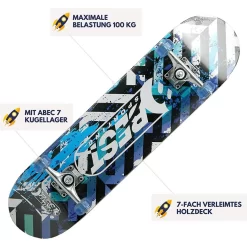 Best Sporting Skateboard Street Blue 78,5 Cm Board 7-fach Holz ABEC 7 PU Rollen Blau -Spielzeug Geschäft xbes 10141832 2 1280x1280