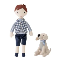 Bloomingville Hilbert Stoffpuppe Mit Hund Spielzeugpuppen Kleinkindspielzeug Dänisches Design