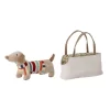 Bloomingville Hilena Stoffhund Mit Tasche Natur Kuscheltier Stofftier Hund Wendetasche
