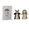 Bloomingville Flynn Handpuppen Tiere 2er Set Leinen Stoffspielzeug Kinderzimmer Dänisches Design