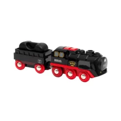 Brio Dampflok Mit Wassertank 3-teilig Batteriebetrieben Licht Dampf Lokomotive Schwarz Rot