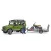 Bruder 02589 Land Rover Defender Mit Anhänger, Scrambler Ducati Full Throttle Und Fahrer