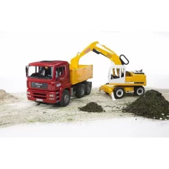 Bruder 02751 MAN TGA Kipplastwagen Mit Liebherr Schaufelbagger Baufahrzeuge Baustelle Kipper Bagger Baustellenfahrzeuge Bauauto Für Drinnen Und Draußen Geeignet Maßstab 1:16 -Spielzeug Geschäft xbru 2751 2 1280x1280