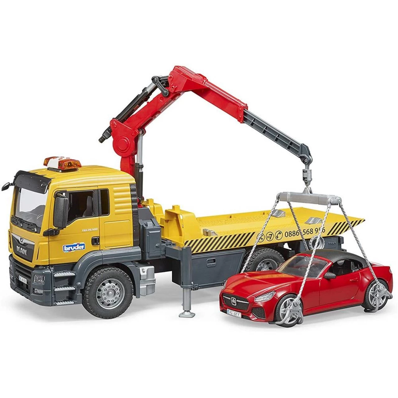 Bruder 3750 TGS Abschlepp-LKW MAN Mit Rotem Sportwagen + Licht & Sound 4 Bruder 3750 TGS Abschlepp-LKW MAN Mit Rotem Sportwagen + Licht & Sound – Bild 4