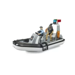Bruder Bworld Polizei Schlauchboot Mit Licht + 2 Figuren 1:16 Polizeiboot Taucher