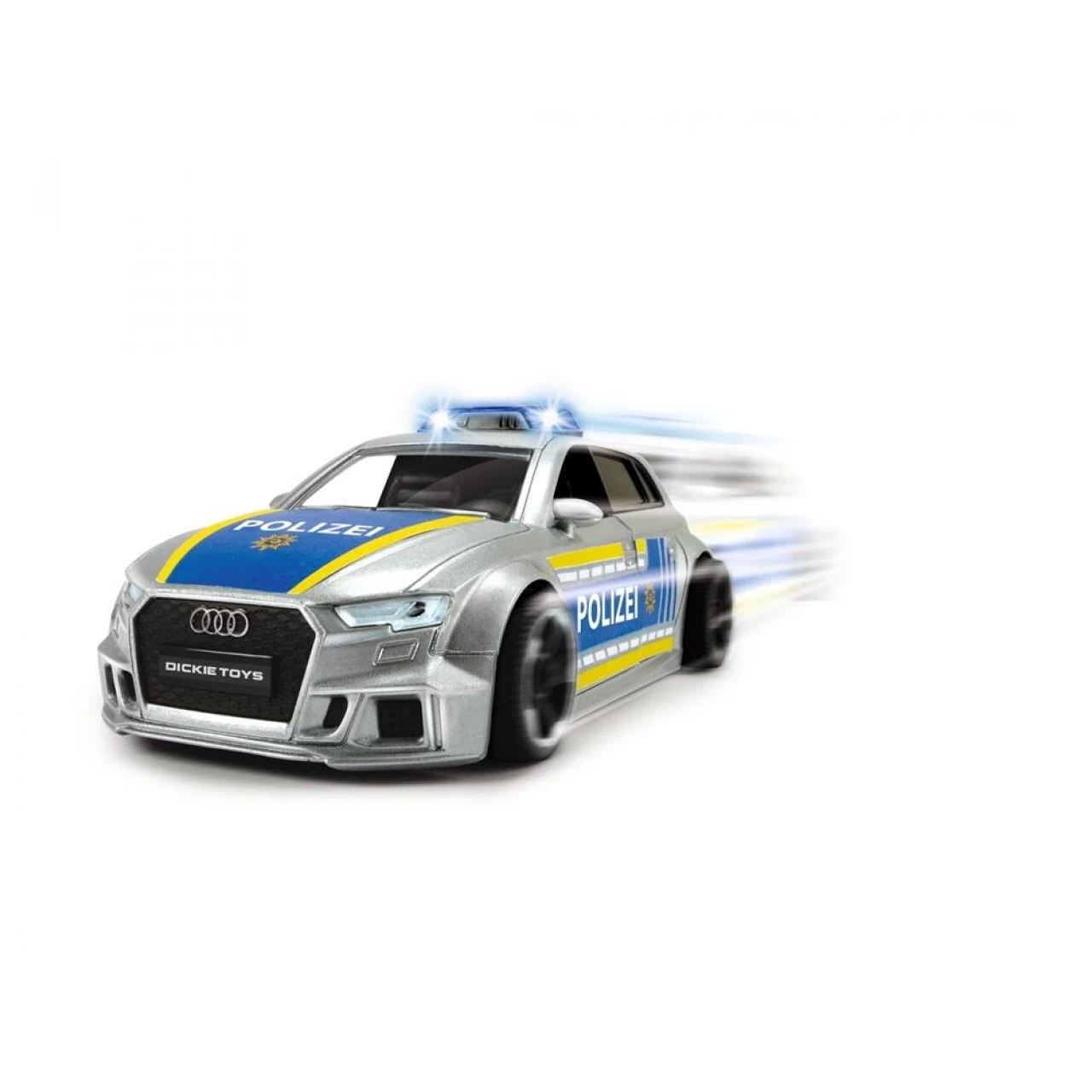 Dickie Toys - Audi RS3 - 15 Cm Großes Polizeiauto Mit Straßensperre Und Pylone, Licht & Sound 5 Dickie Toys - Audi RS3 - 15 Cm Großes Polizeiauto Mit Straßensperre Und Pylone, Licht & Sound – Bild 5