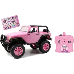 Dickie Toys RC Jeep Wrangler, RC SUV Girlmazing, Ferngesteuertes Auto, RC Auto, Spielzeugauto Mit 2-Kanal-Funkfernsteuerung, 2,4 GHz, Turbo, Inkl. Sticker, Ab 6 Jahren, Metallic Pink Glänzend