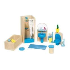 Goki Puppenmöbel Badezimmer, Aus Holz Gefertigt, 17 Teile, NEU OVP