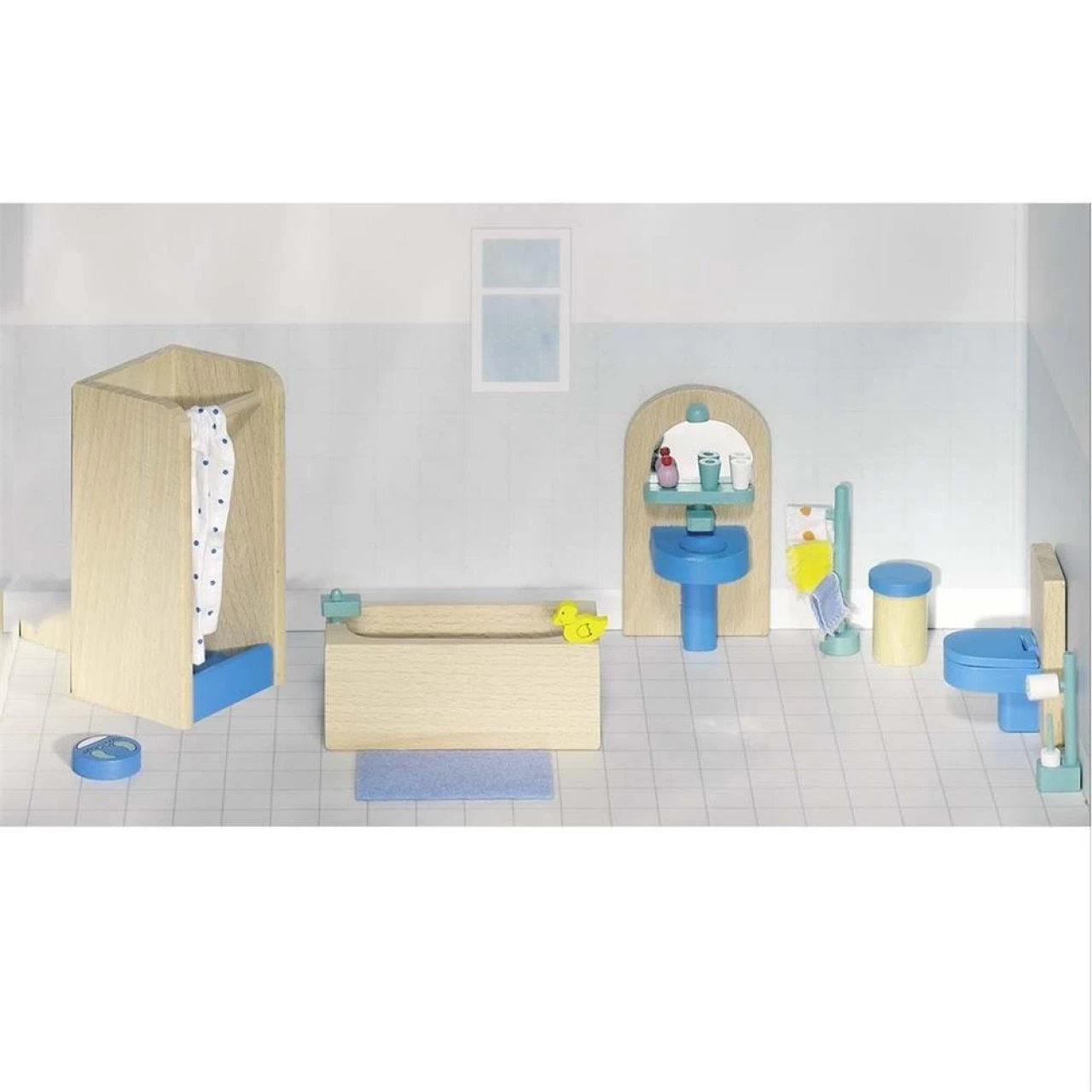 Goki Puppenmöbel Badezimmer, Aus Holz Gefertigt, 17 Teile, NEU OVP 2 Goki Puppenmöbel Badezimmer, Aus Holz Gefertigt, 17 Teile, NEU OVP – Bild 2