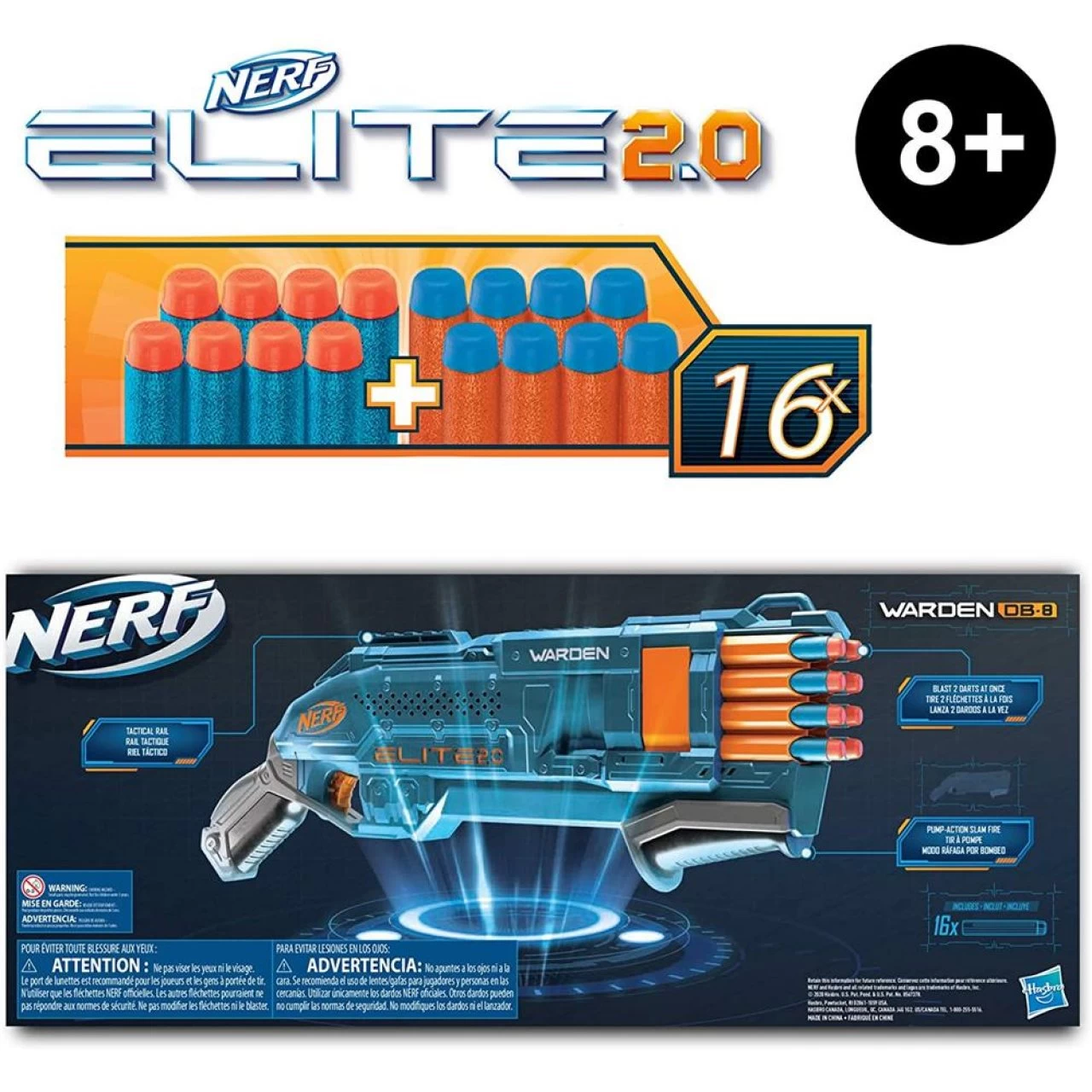 Hasbro Nerf Elite 2.0 Warden DB-8 Blaster, 16 Nerf Darts, 2 Darts Gleichzeitig Abfeuern Schnellfeuer 5 Hasbro Nerf Elite 2.0 Warden DB-8 Blaster, 16 Nerf Darts, 2 Darts Gleichzeitig Abfeuern Schnellfeuer – Bild 5
