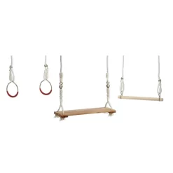 Idena Turnschaukelset Aus Holz Mit Brettschaukel, Trapez Und Ringen, Für Kinder Ab 3 Jahren