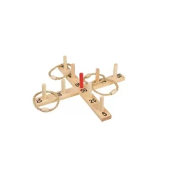 Idena Ringwurfspiel 50 X 50 Cm Holz 9 Stäbe 4 Ringe Wurf-Kreuz Outdoor-Spiel