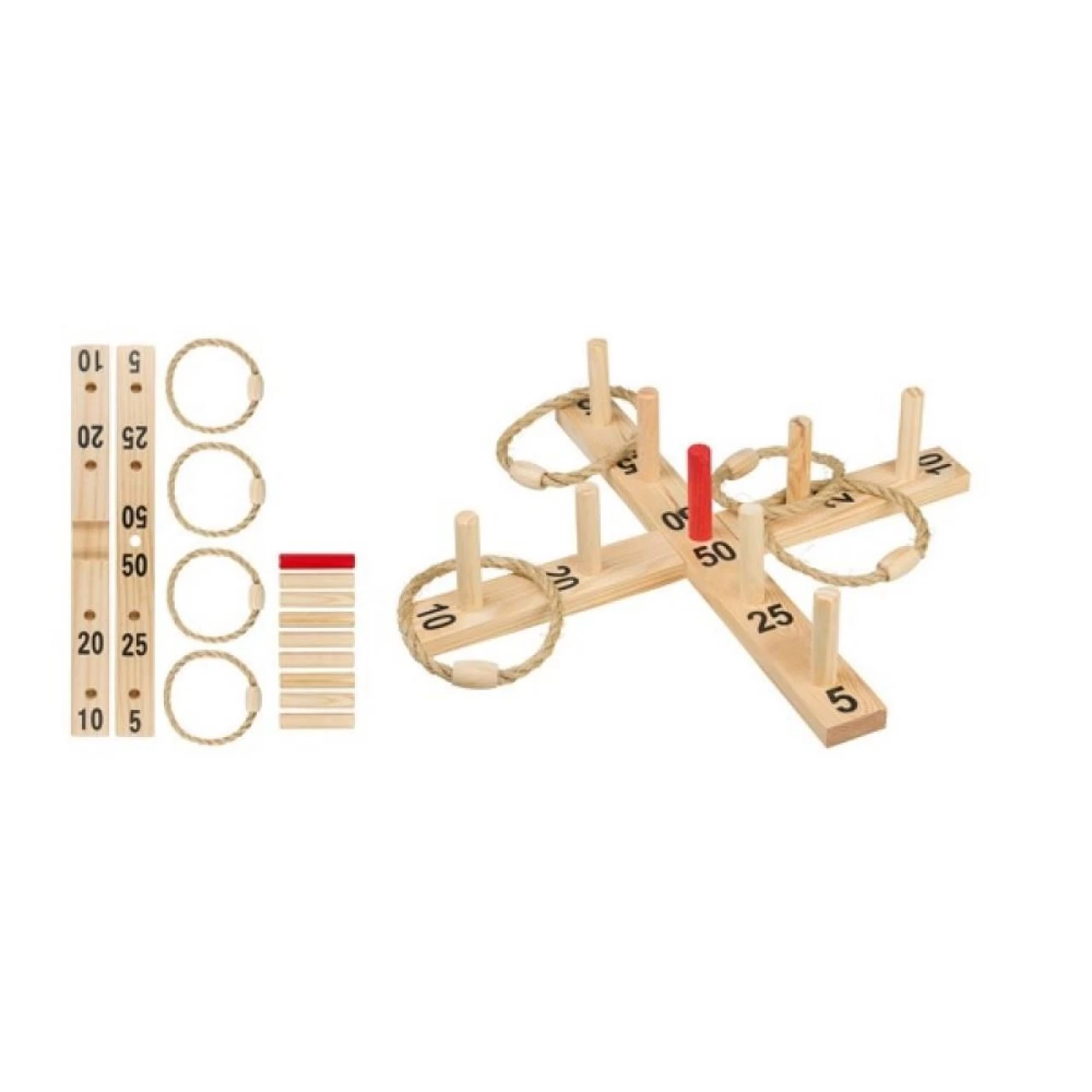 Idena Ringwurfspiel 50 X 50 Cm Holz 9 Stäbe 4 Ringe Wurf-Kreuz Outdoor-Spiel 2 Idena Ringwurfspiel 50 X 50 Cm Holz 9 Stäbe 4 Ringe Wurf-Kreuz Outdoor-Spiel – Bild 2