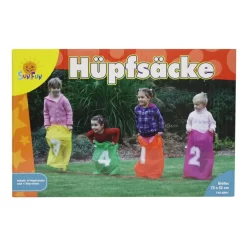 IDENA 740881 - Hüpfsäcke 4er Set Ca. 72 X 52 Cm Versch. Farben, Mit Startlinie