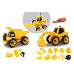 Jamara Baufahrzeuge-Set 9in2 Radlader Kipper Betonmicher Staßenwalze Spielfahrzeuge