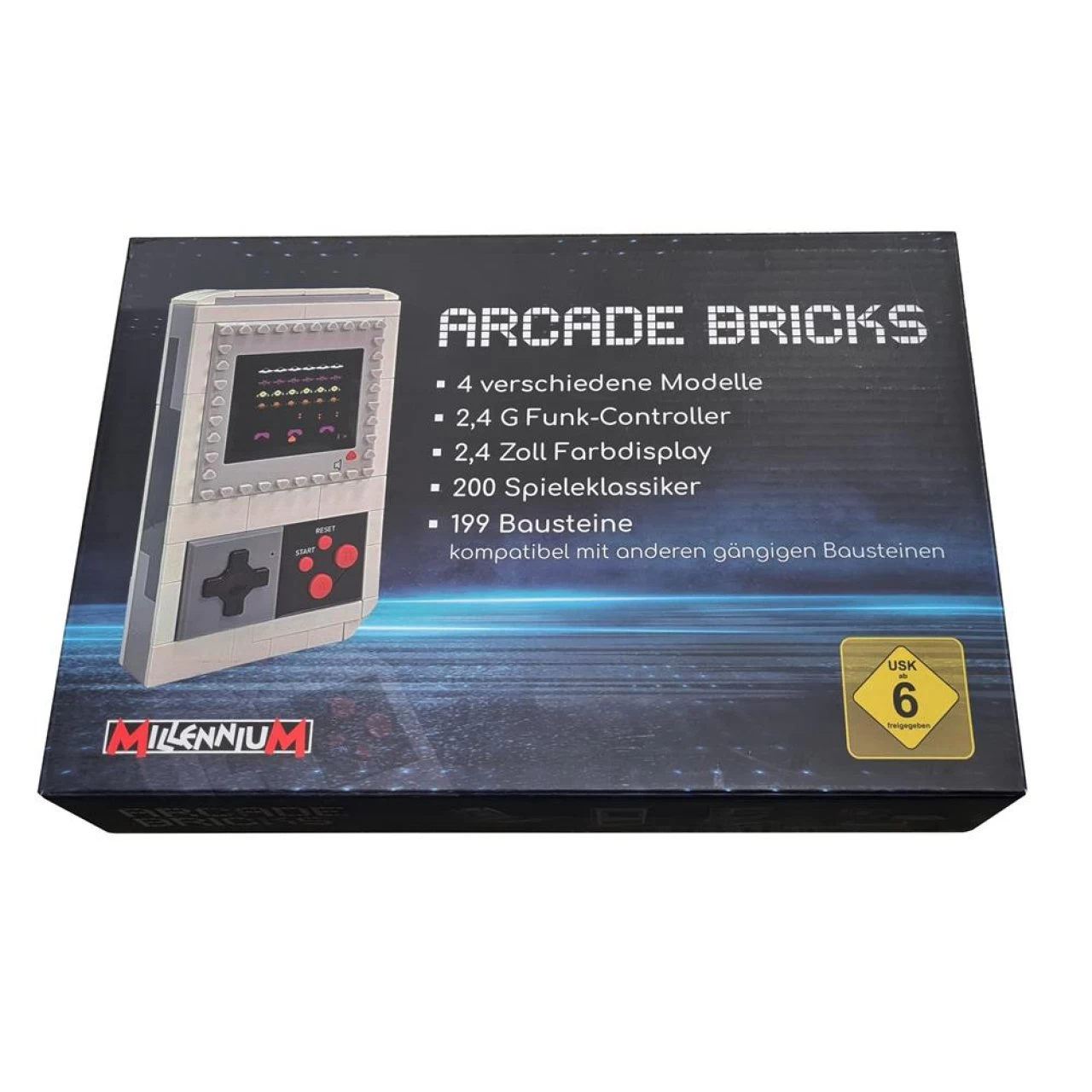 Millennium Arcade Bricks Portable Spielekonsole Mit 200 Spielen Und Klemmbausteine Handkonsole Handheld 8 Millennium Arcade Bricks Portable Spielekonsole Mit 200 Spielen Und Klemmbausteine Handkonsole Handheld – Bild 8