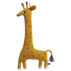OYOY Stofftier Noah Giraffe Süßes Baby Kinder Kissen Großes Kuschelkissen Schmusekissen Baumwolle 64x27 Cm