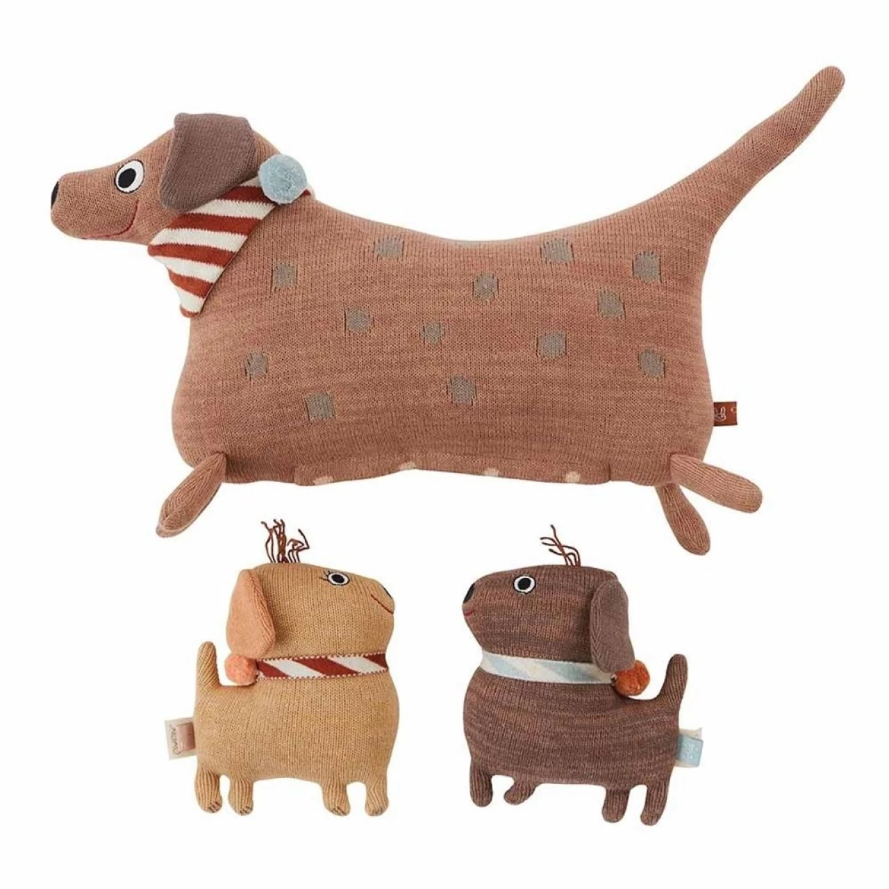 OYOY Hunsi Hund Welpen Coco & Max Stofftier Kuscheltier Baumwolle Braun