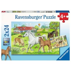 Ravensburger Kinderpuzzle 2 X 24 Teile Auf Dem Pferdehof Für Kinder Ab 4 Jahren