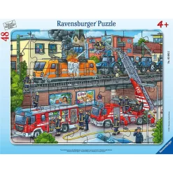 Ravensburger Rahmenpuzzle 48 Teile Feuerwehreinsatz An Den Bahngleisen Für Kinder Ab 4 Jahren