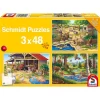 Schmidt Spiele Puzzle 56203 Gelb Alle Meine Lieblingstiere 3x48 Teile Kinderpuzzle Geduldsspiel