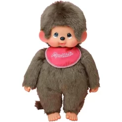 Sekiguchi Monchhichi Junge 45 Cm Mit Rotem Lätzchen Aus Braunem Plüsch Plüschfigur