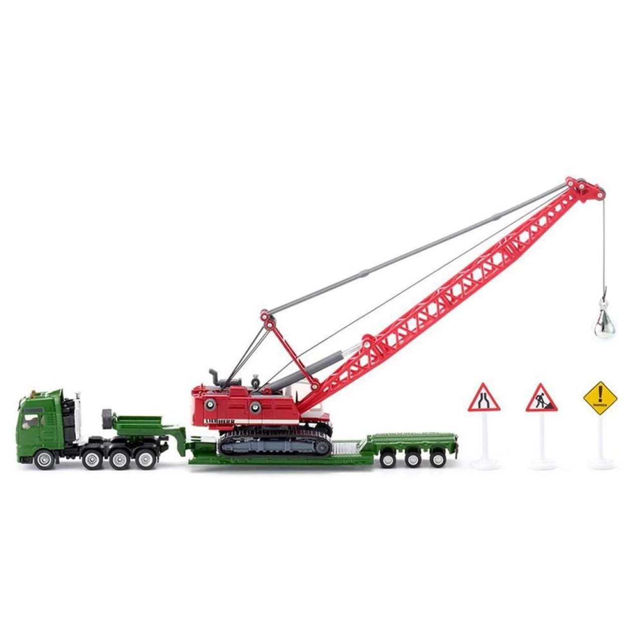 SIKU 1834 Schwertransport Inkl. Bagger Mit Abrissbirne Und Verkehrsschildern, 1:87 1 SIKU 1834 Schwertransport Inkl. Bagger Mit Abrissbirne Und Verkehrsschildern, 1:87