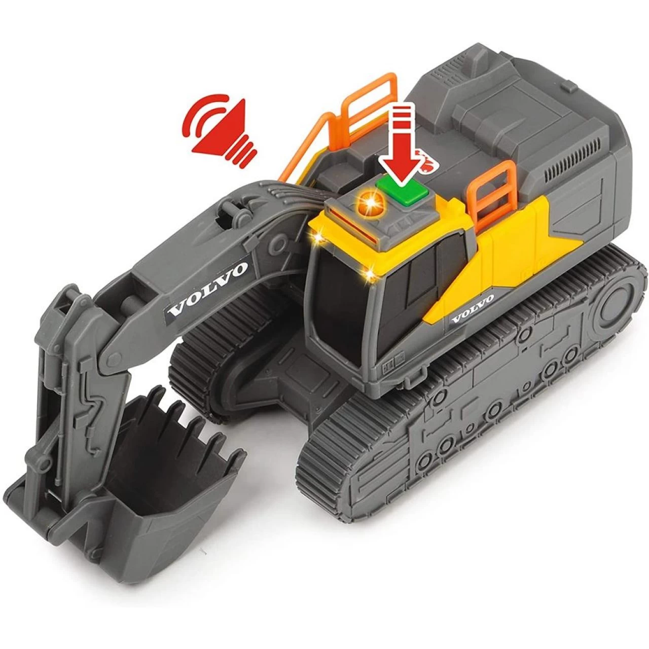 SIMBA Dickie Toys Volvo Bagger Kettenbagger Schaufelbagger Baustellenfahrzeug Licht & Sound 23 Cm Groß Gelb/grau 2 SIMBA Dickie Toys Volvo Bagger Kettenbagger Schaufelbagger Baustellenfahrzeug Licht & Sound 23 Cm Groß Gelb/grau – Bild 2