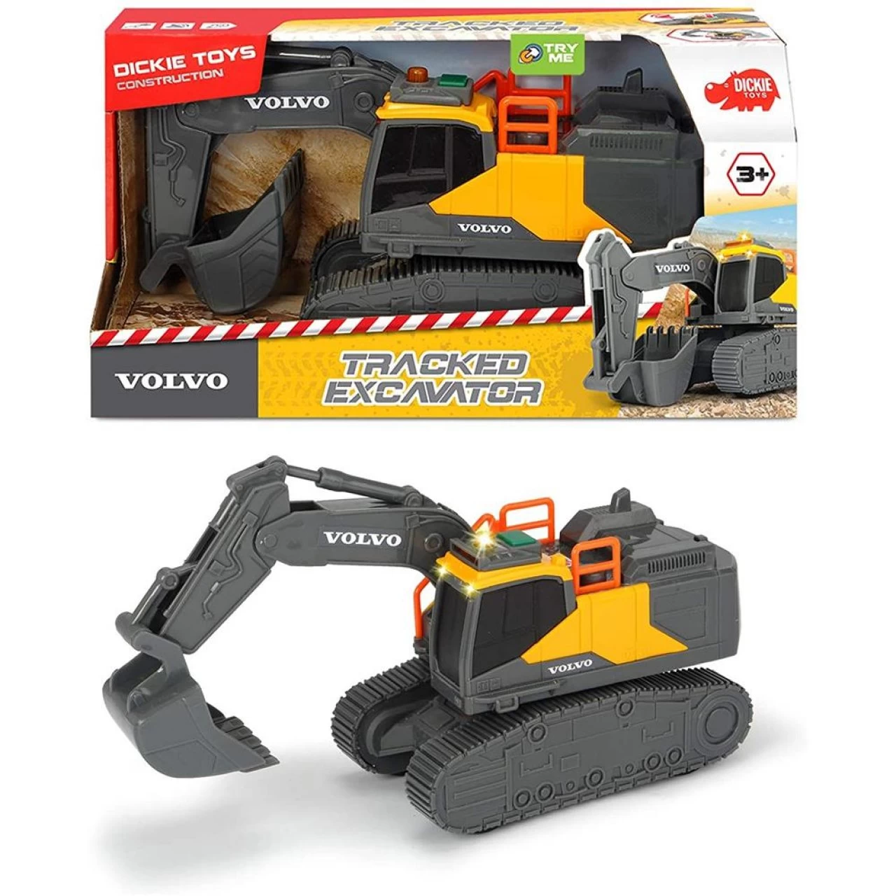 SIMBA Dickie Toys Volvo Bagger Kettenbagger Schaufelbagger Baustellenfahrzeug Licht & Sound 23 Cm Groß Gelb/grau 6 SIMBA Dickie Toys Volvo Bagger Kettenbagger Schaufelbagger Baustellenfahrzeug Licht & Sound 23 Cm Groß Gelb/grau – Bild 6