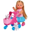 Simba Evi Love Cat Buggy Spielpuppe Mit Katzen Katzenbuggy Tasche Zubehör Ankleidepuppe Puppe 12 Cm