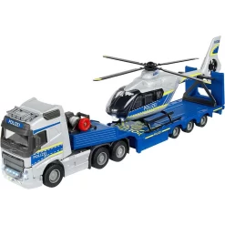 Majorette Volvo Polizei-Transporter FH-16 LKW Mit Auflieger Und Airbus Hubschrauber