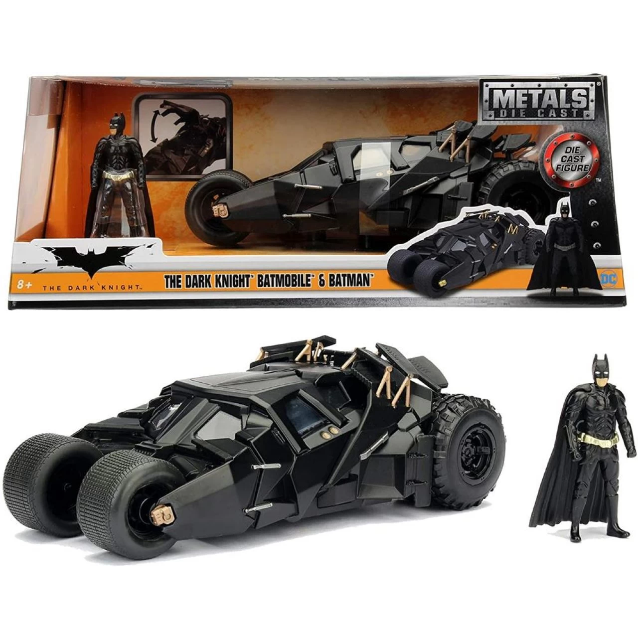Jada Toys The Dark Knight Batmobil Modellauto 1:24 + Batman Figur Spielfigur Auto Fahrzeug Schwarz 7 Jada Toys The Dark Knight Batmobil Modellauto 1:24 + Batman Figur Spielfigur Auto Fahrzeug Schwarz – Bild 7
