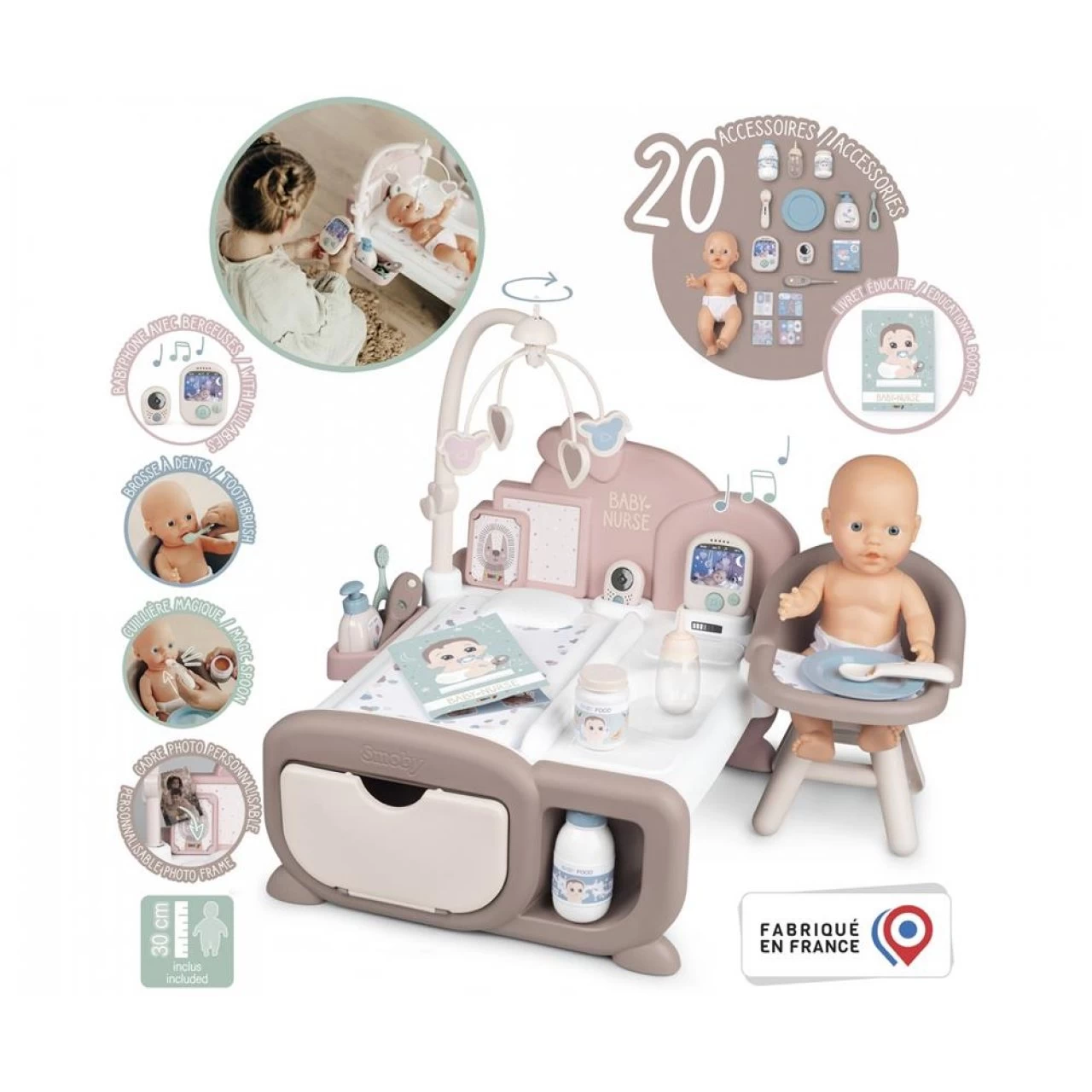 Smoby Baby Nurse Cocoon Puppen-Spielzimmer 3-in-1 Mit Puppe Spielset Puppenmöbel 2 Smoby Baby Nurse Cocoon Puppen-Spielzimmer 3-in-1 Mit Puppe Spielset Puppenmöbel – Bild 2